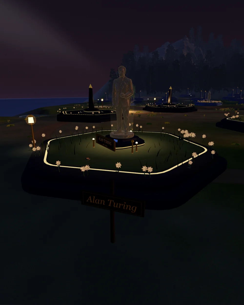 Alan Turing's statue on the tribute plot in the Vale