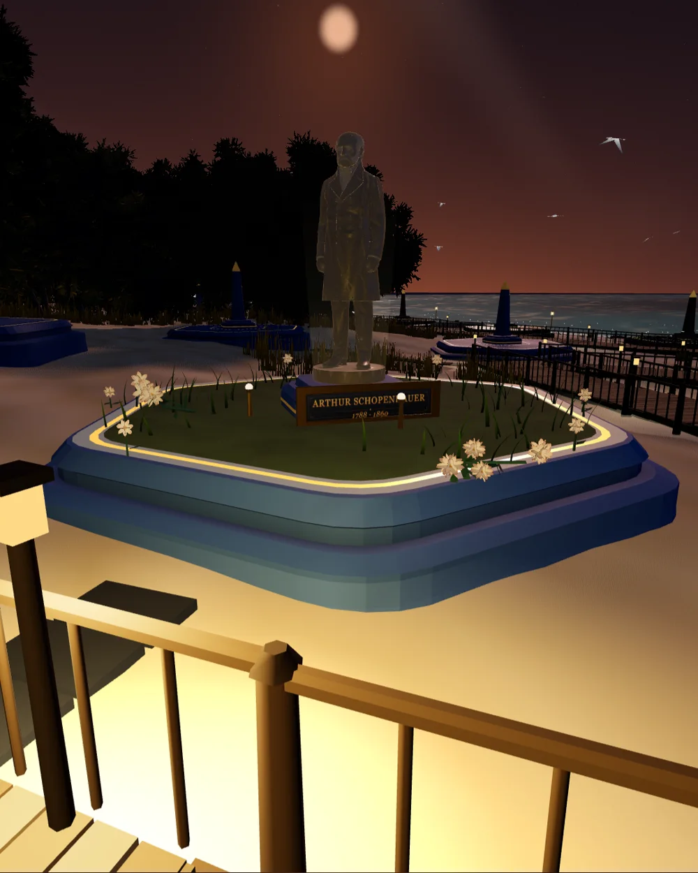 Arthur Schopenhauer's statue on the tribute plot in the Shore