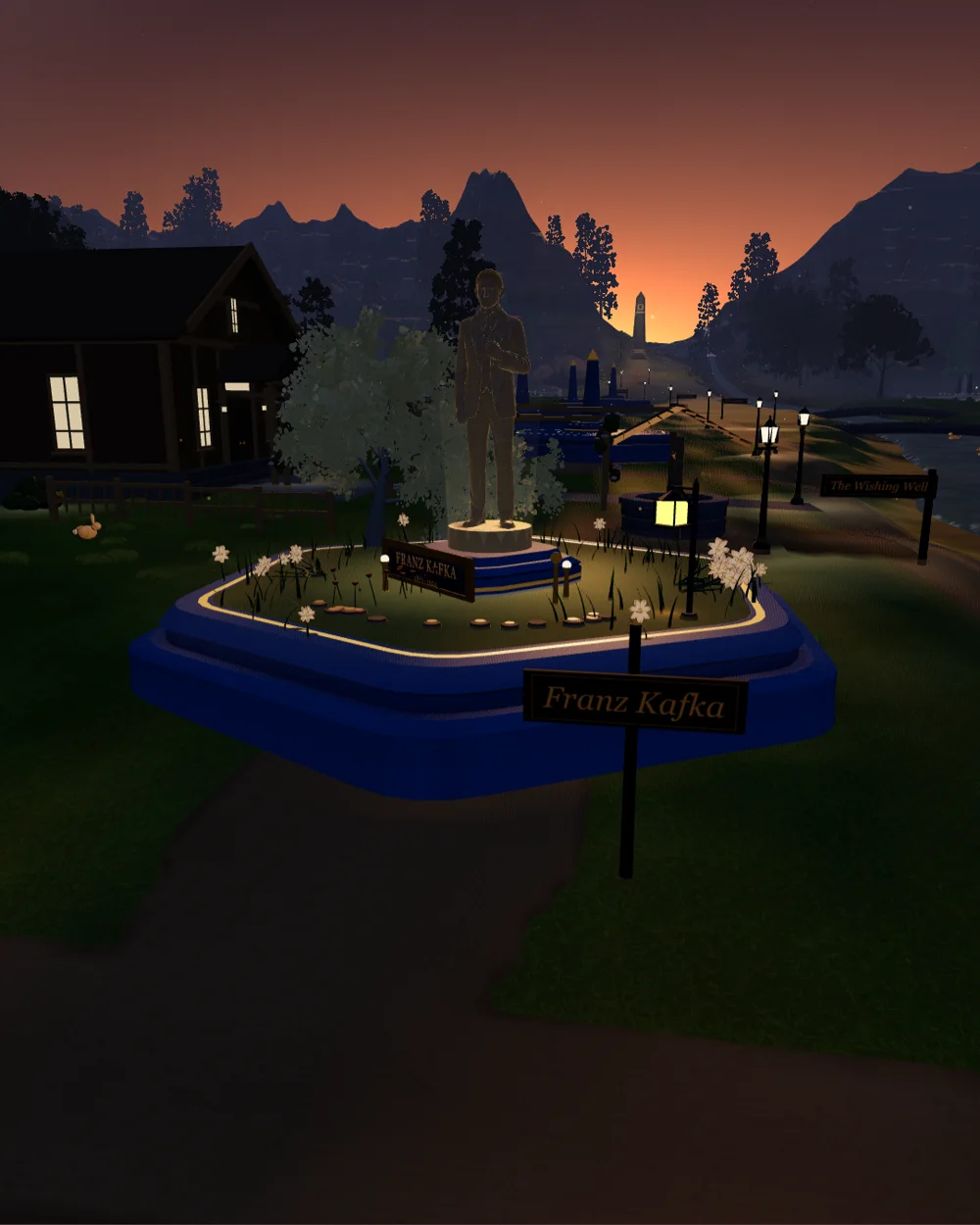 Franz Kafka's statue on the tribute plot in the Vale