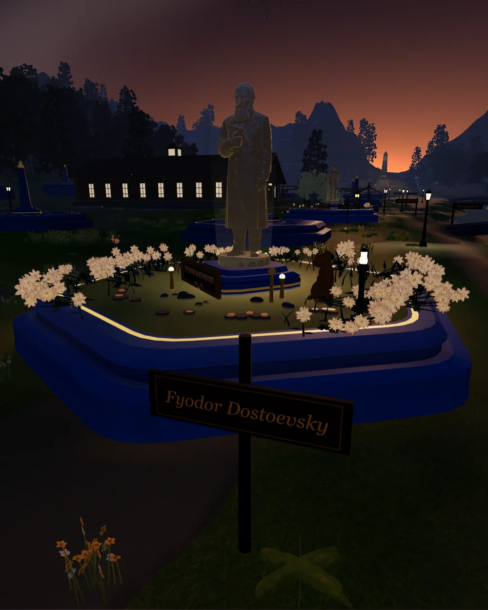 Fyodor Dostoevsky's statue on the tribute plot in the Vale