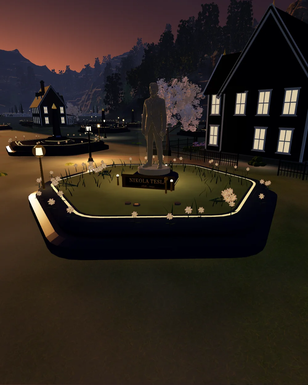 Nikola Tesla's statue on the tribute plot in the Vale